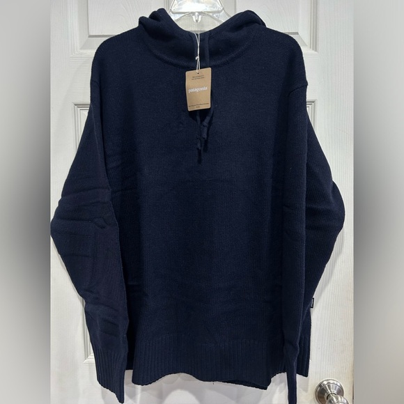 Patagonia Men's Large Recycled Wool-Blend Sweater Hoody Hoodie New Navy NWT - Picture 1 of 12